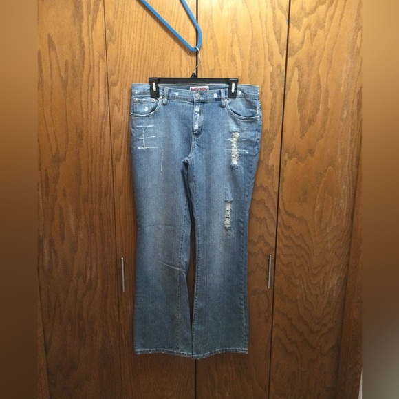 BISOU BISOU Distressed Mid-Rise Bootcut Jeans Women’s 12 - Picture 1 of 7
